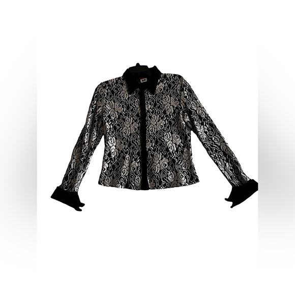 WILD USA LACE BLOUSE TOP WOMEN SEE THROUGH LONG SLEEVE SZ SMALL - Picture 2 of 9